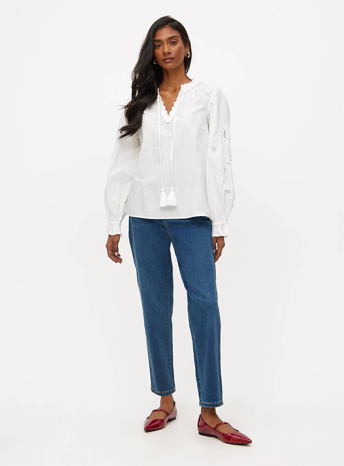 Mid Denim Straight Leg Jeans  8R - Image 2